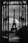 Eiffel Tower Through Gates by Unknown Artist